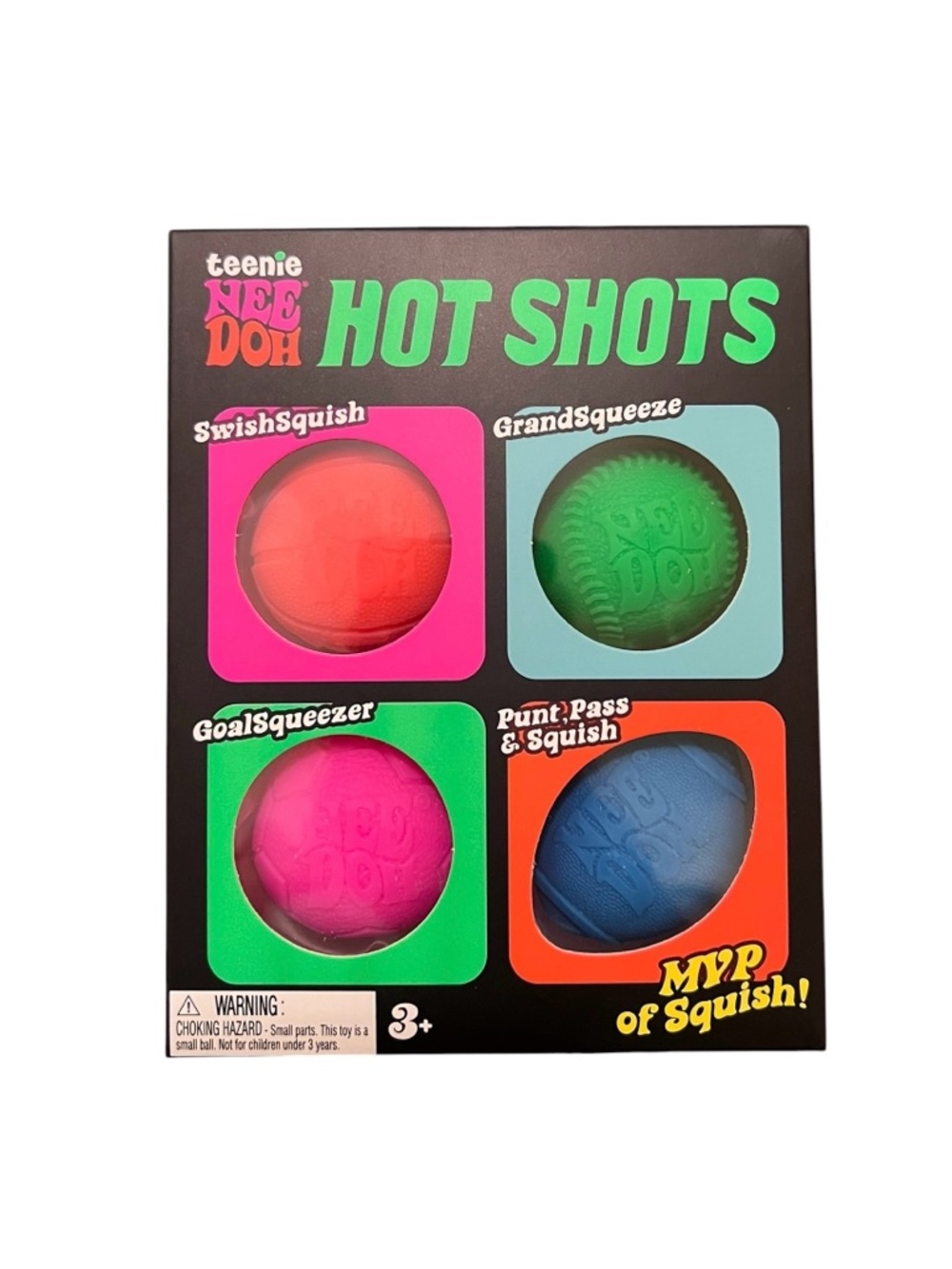 Teenie NeeDoh Hot Shots 4-Pack Fidget Squishy Sensory Toy Sports Schylling New